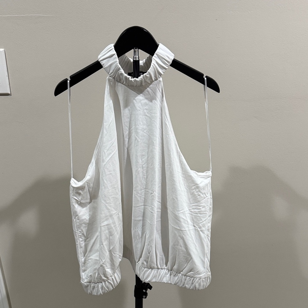 Express White Halter Ruched Neck Camisole